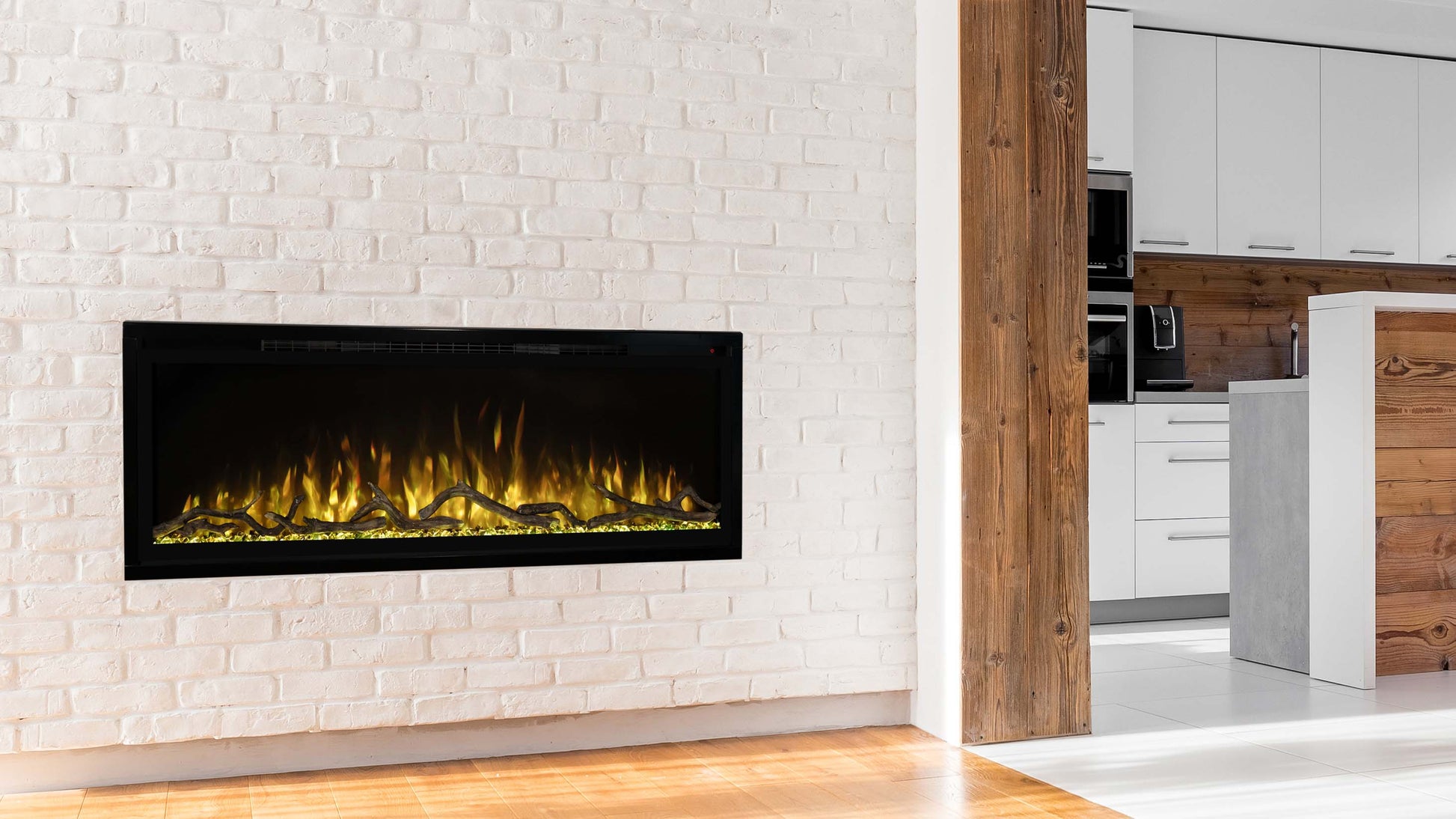 Modern Flames Electric Fireplace ModernFlames - Spectrum Slimline Ultra-Slim Recessed/ Built-in/ Wall Mount Electric Fireplace - Touch Screen Controls - Simplest Installation