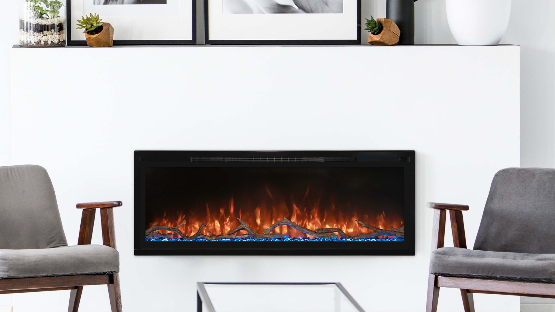 Modern Flames Electric Fireplace ModernFlames - Spectrum Slimline Ultra-Slim Recessed/ Built-in/ Wall Mount Electric Fireplace - Touch Screen Controls - Simplest Installation