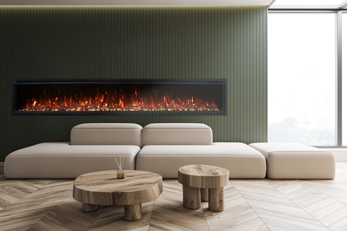 Modern Flames Electric Fireplace ModernFlames - Spectrum Slimline Ultra-Slim Recessed/ Built-in/ Wall Mount Electric Fireplace - Touch Screen Controls - Simplest Installation