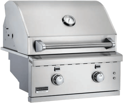 26" Stainless Built-in Gas BBQ Grill - 2 Bow Tie burners - 18,000 BTUs each - Designed to Fit BBQ Island or BBQ Cart - BROILMASTER