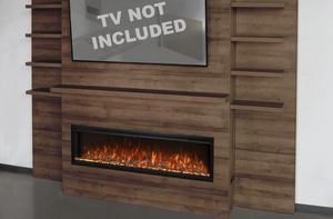 Allwood Media Side Wall Selection with Shelves - Single Side (Designed for Orion 60" Virtual Electric Fireplace) - MODERN FLAMES
