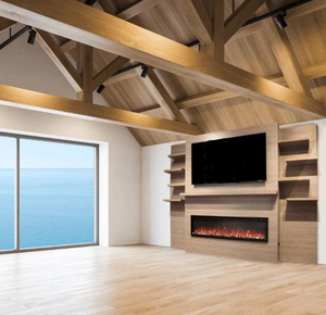 Allwood Media Side Wall Choice with Shelves - Single Side (Designed for Spectrum Slimline 60" Electric Fireplace) - MODERN FLAMES